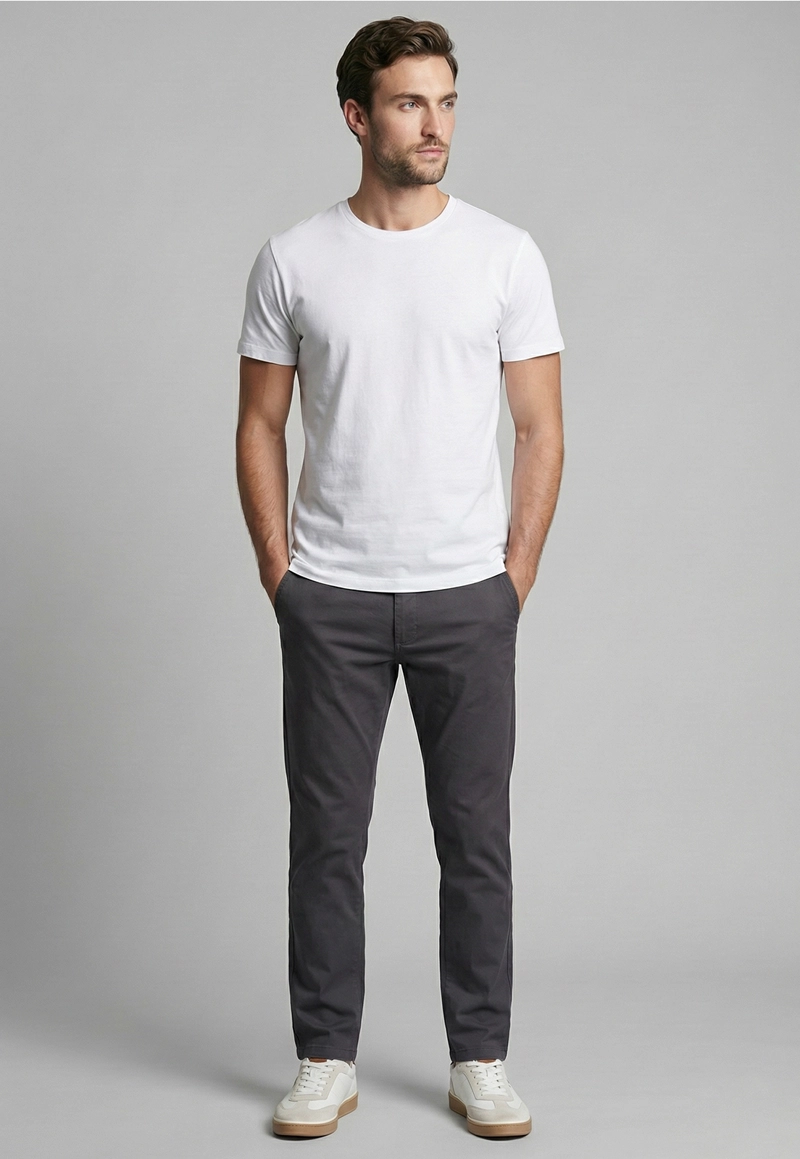 PANTALON TWILL WITHOUT PLEATS L/31 DK GREY - 2