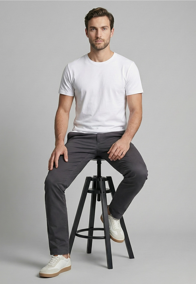 PANTALON TWILL WITHOUT PLEATS L/31 DK GREY - 5
