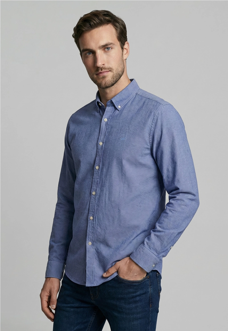 CAMISA SPORT OXFORD NAVY - 1