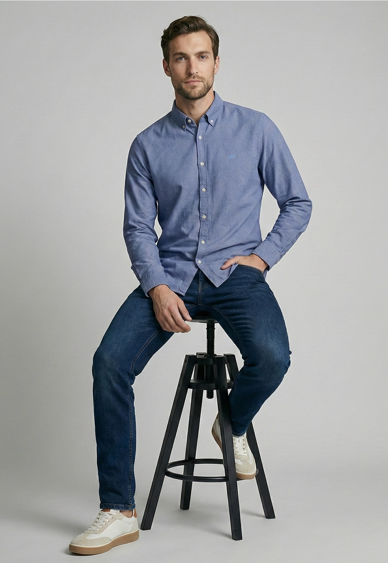CAMISA SPORT OXFORD NAVY - 5