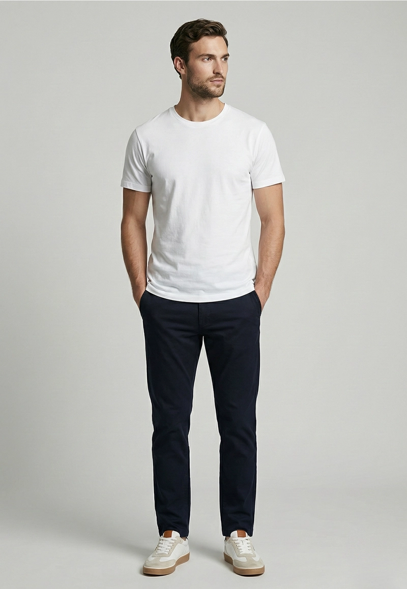PANTALON TWILL WITHOUT PLEATS L/31 NAVY - 2