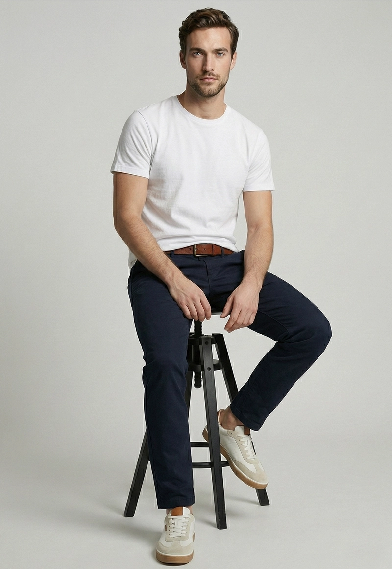 PANTALON TWILL WITHOUT PLEATS L/31 NAVY - 5