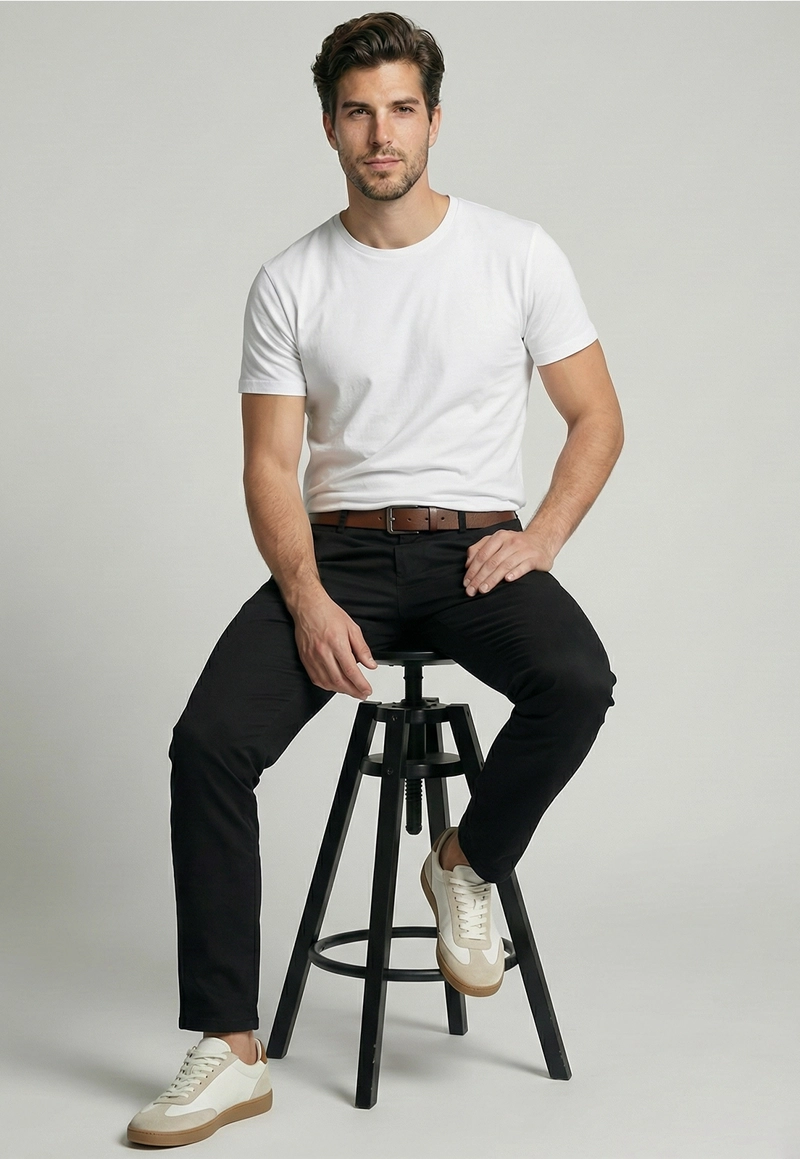 PANTALON TWILL WITHOUT PLEATS L/31 BLACK - 5