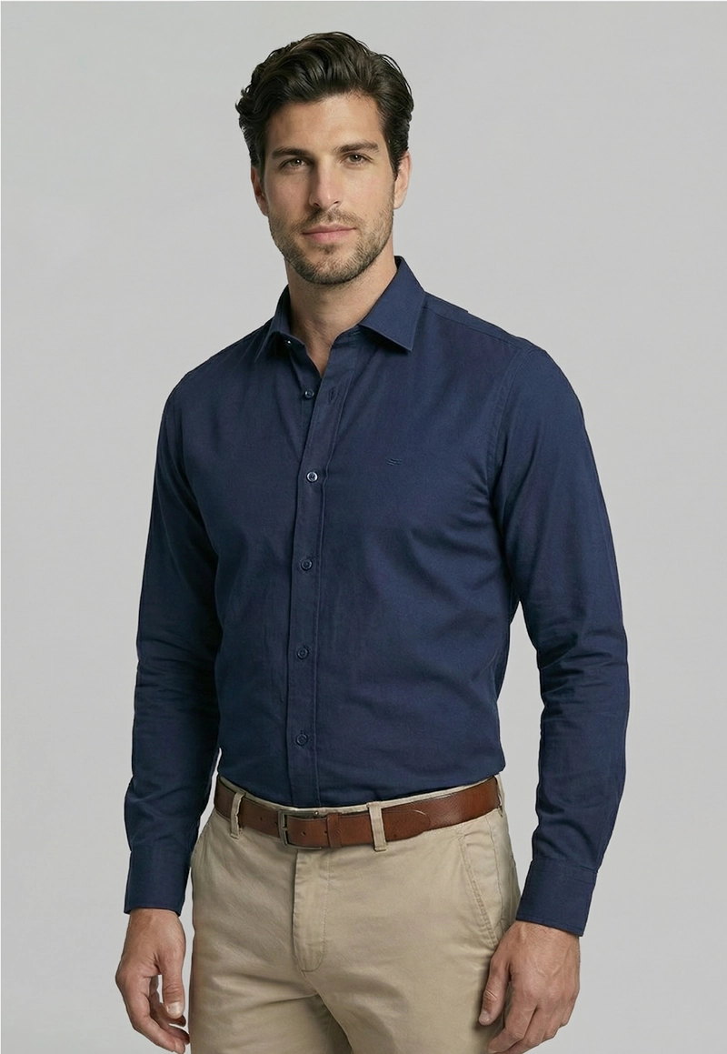 CAMISA SLIM DUBLIN NAVY - 1