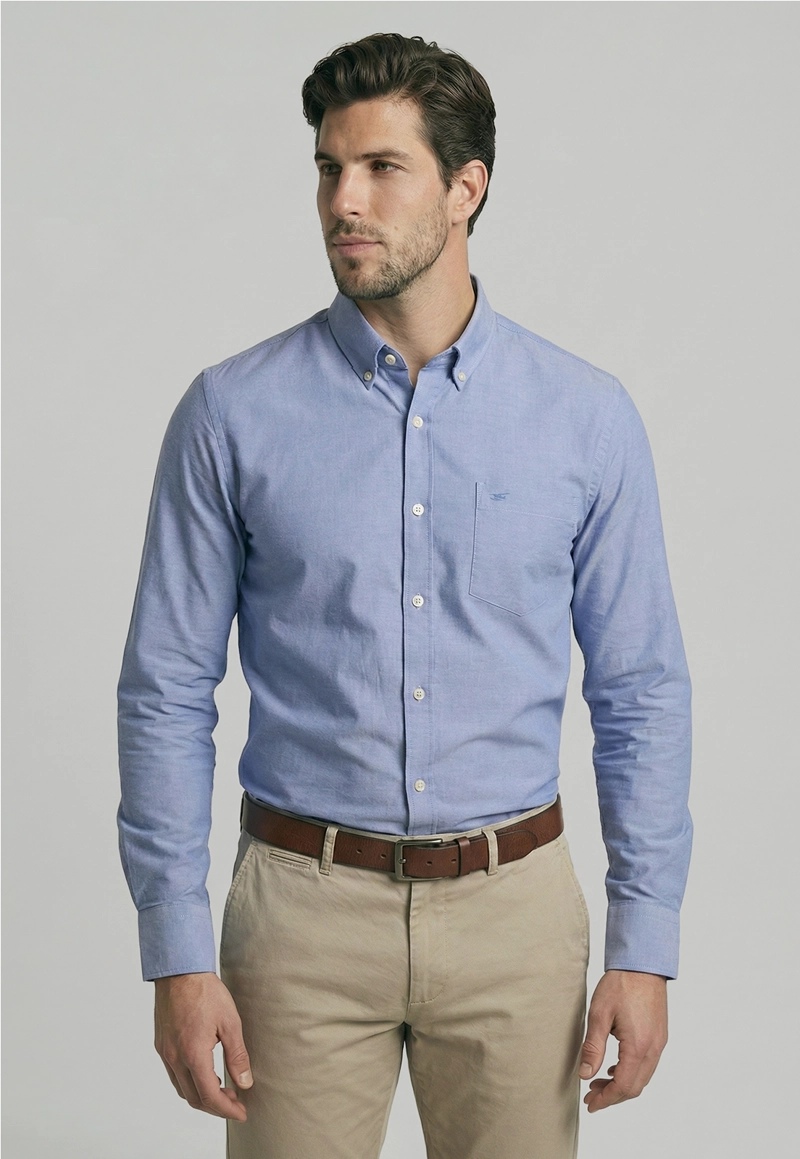 CAMISA SMART CASUAL OXFORD NAVY - 1