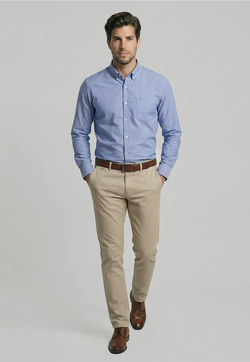 CAMISA SMART CASUAL OXFORD NAVY - 2