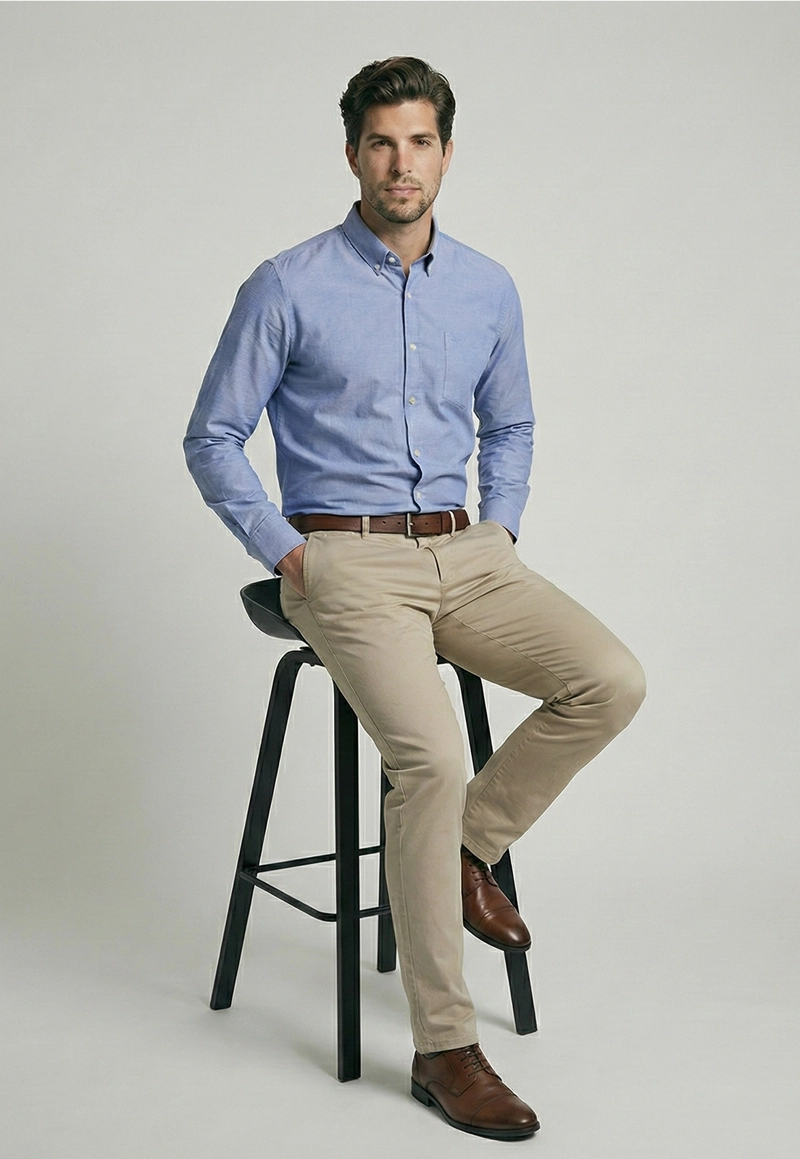 CAMISA SMART CASUAL OXFORD NAVY - 5