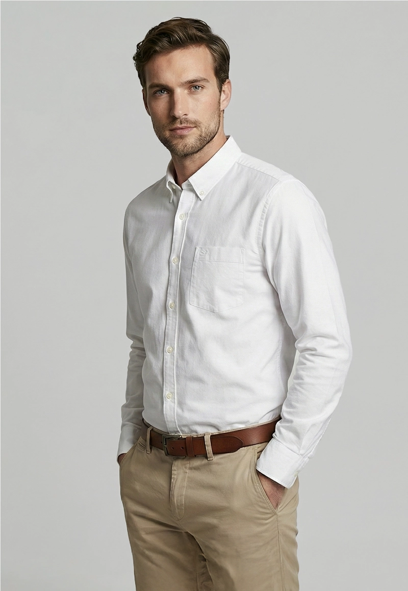 CAMISA SMART CASUAL OXFORD WHITE - 1