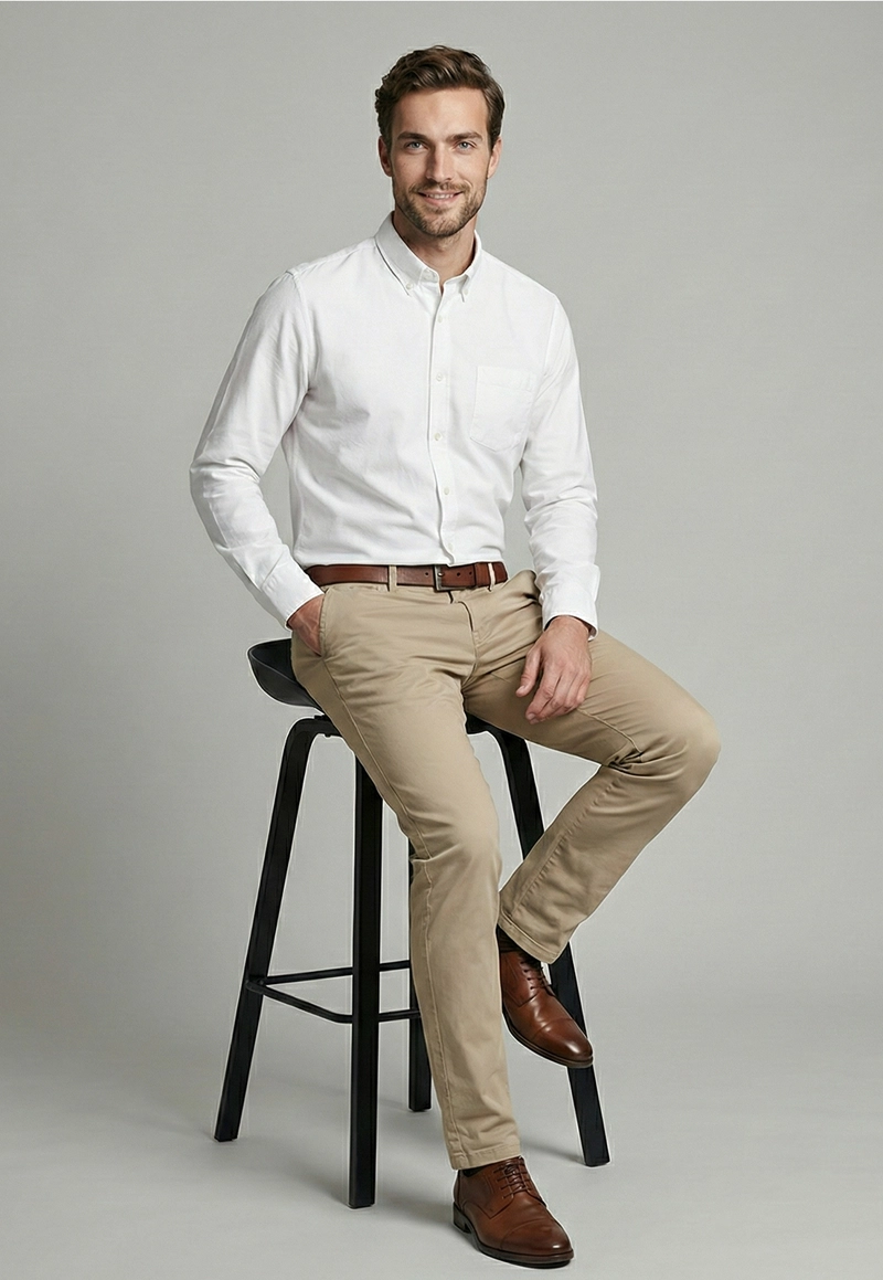 CAMISA SMART CASUAL OXFORD WHITE - 5