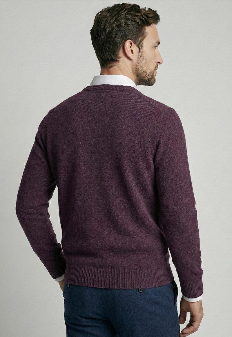 SWEATER ATLANTA V-NECK BURGUNDY MELANGE - 4