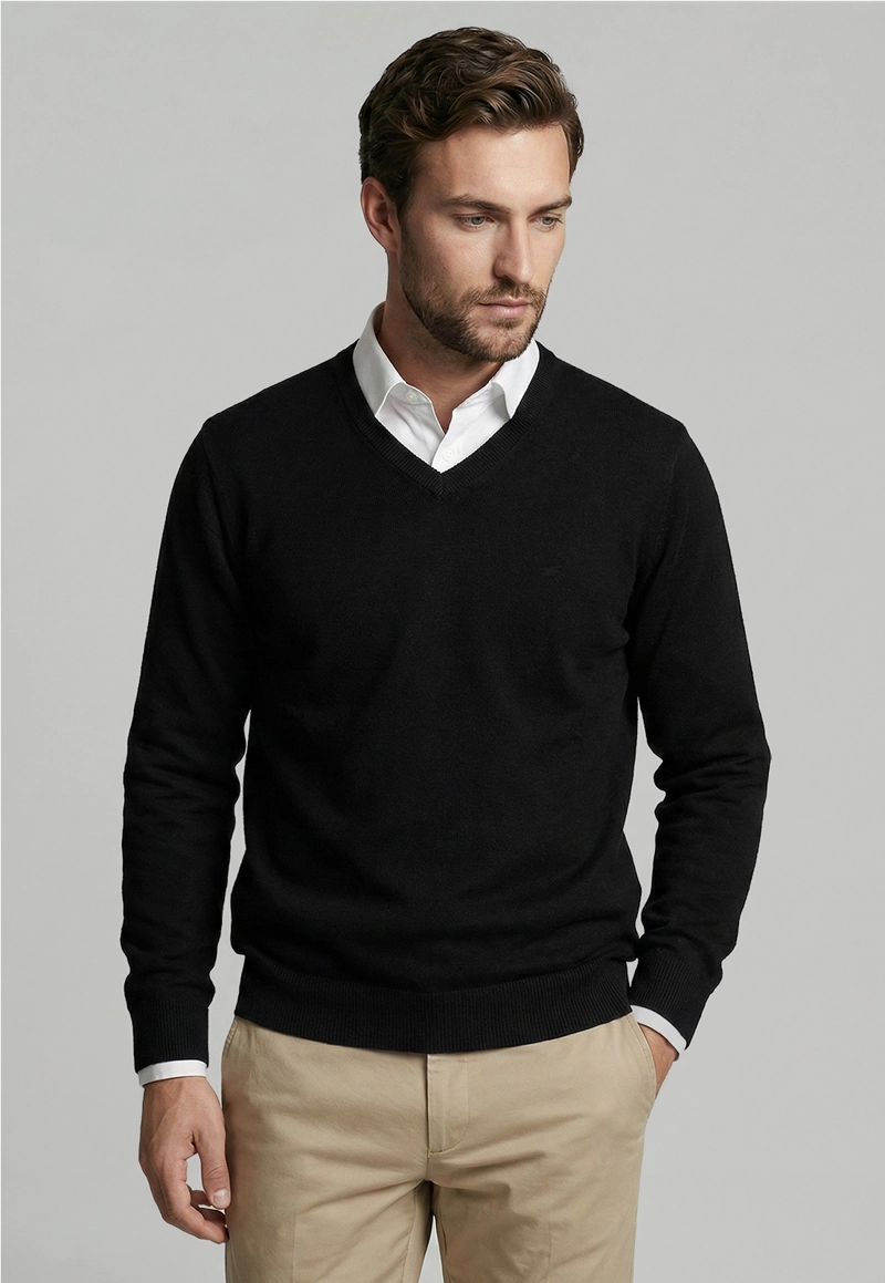 SWEATER ARIZONA V-NECK BLACK - 1