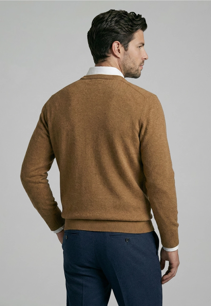 SWEATER ATLANTA V-NECK LT CAMEL MELANGE - 4