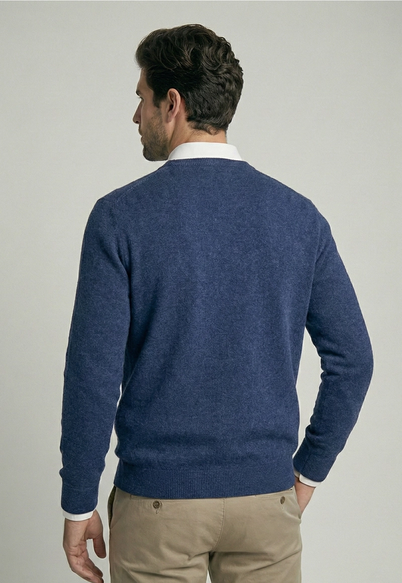 SWEATER ATLANTA V-NECK INDIGO MELANGE - 4