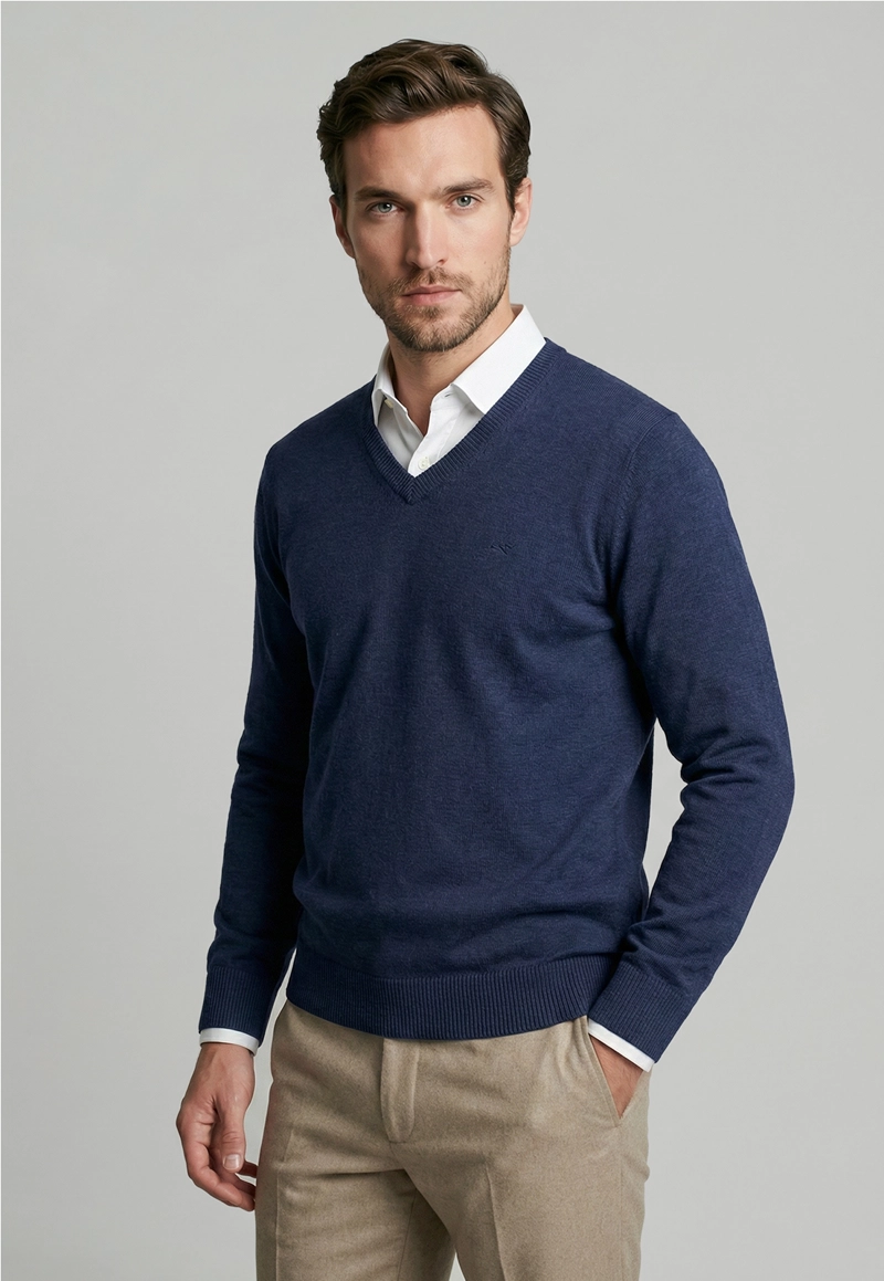 SWEATER ARIZONA V-NECK STEEL - 1