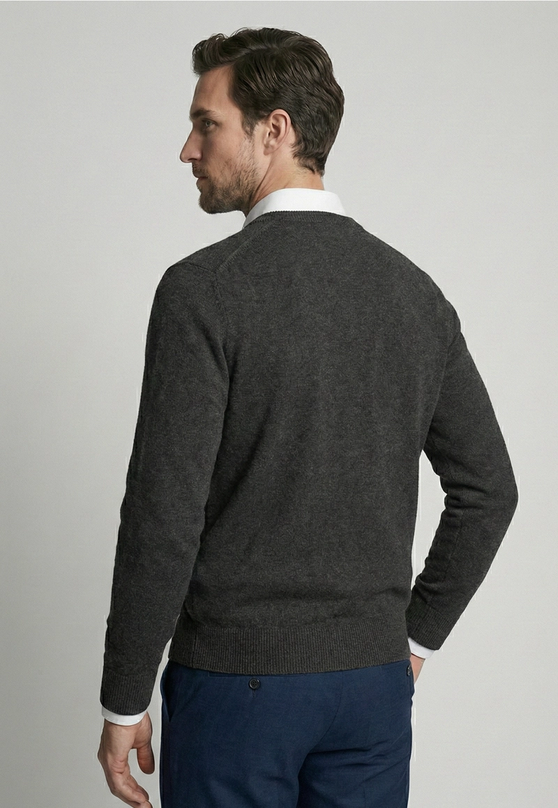 SWEATER ATLANTA V-NECK GRAPHITO MELANGE - 4