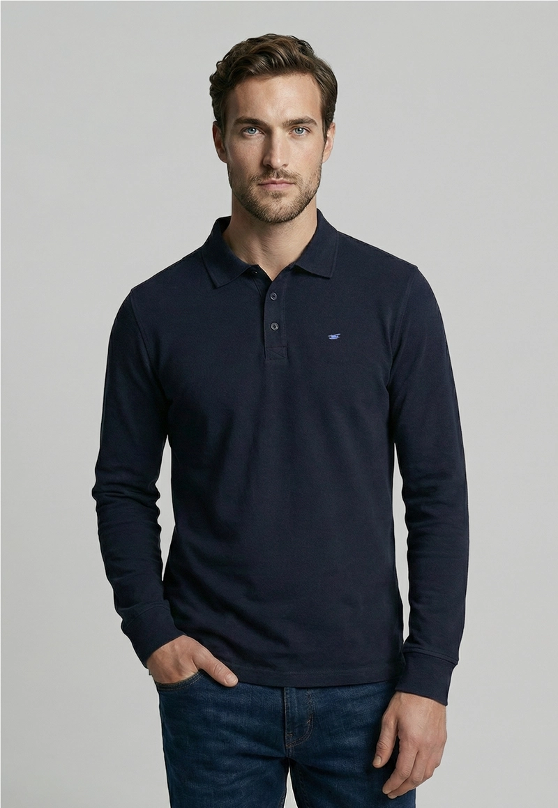 POLERA BASICA ML PIQUE NAVY - 1