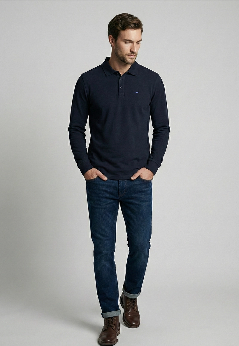 POLERA BASICA ML PIQUE NAVY - 2
