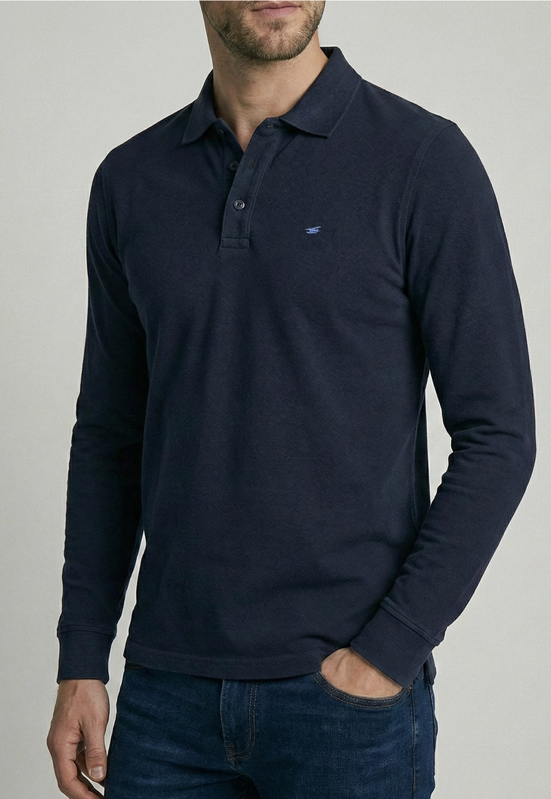 POLERA BASICA ML PIQUE NAVY - 3