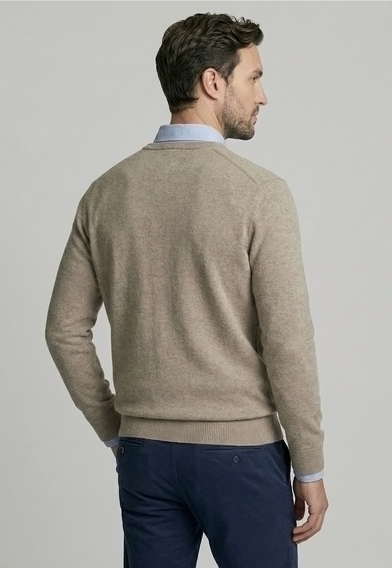 SWEATER ATLANTA V-NECK DK OYSTER MELANGE - 4