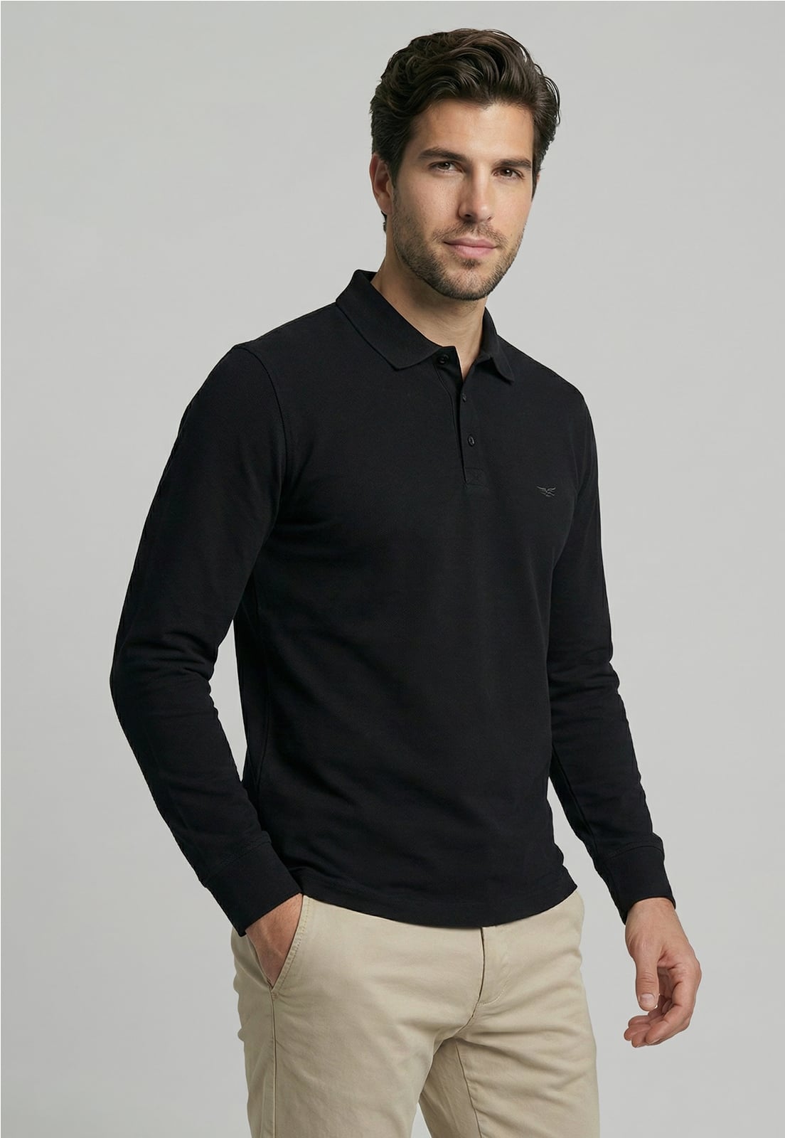 POLERAS BASICA ML PIQUE BLACK - 1