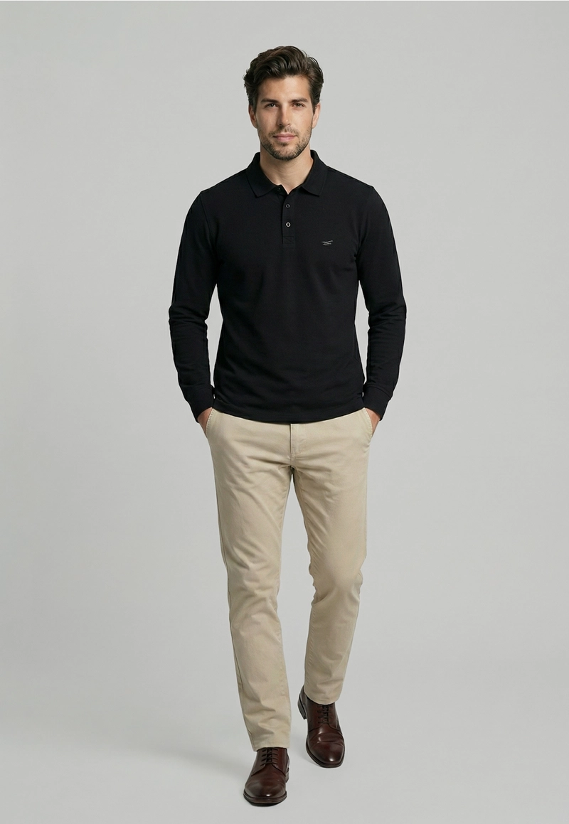 POLERAS BASICA ML PIQUE BLACK - 2