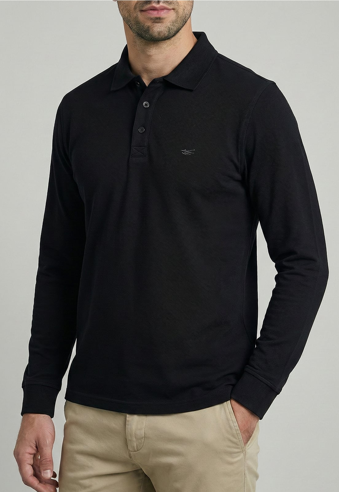 POLERAS BASICA ML PIQUE BLACK - 3