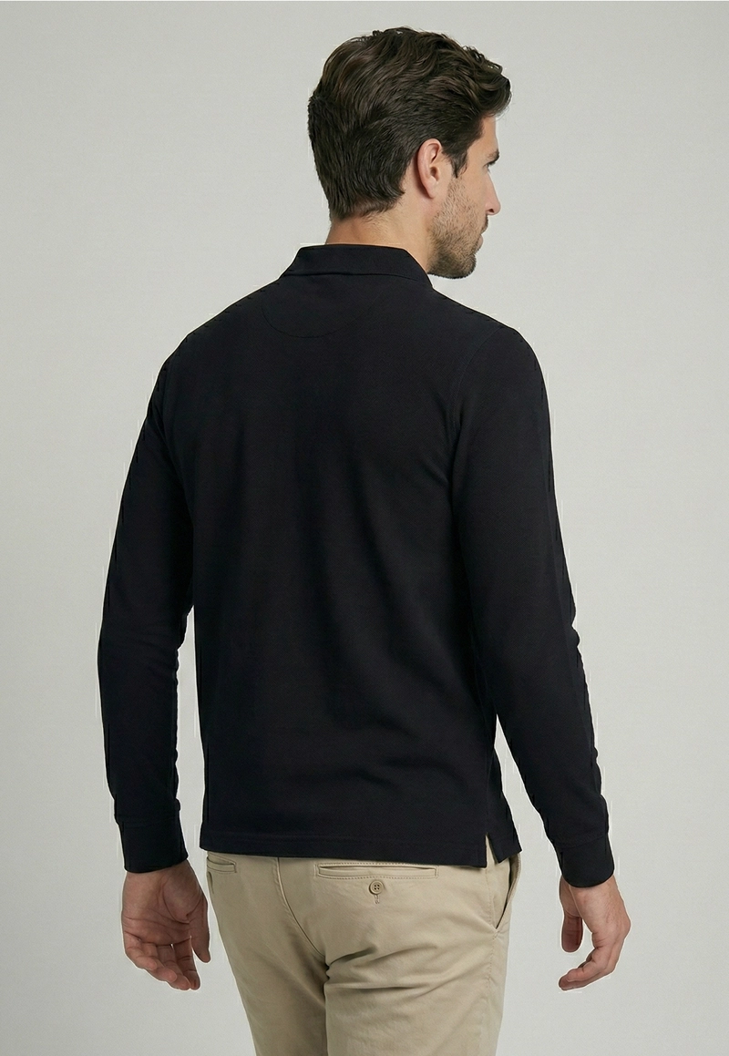 POLERAS BASICA ML PIQUE BLACK - 4