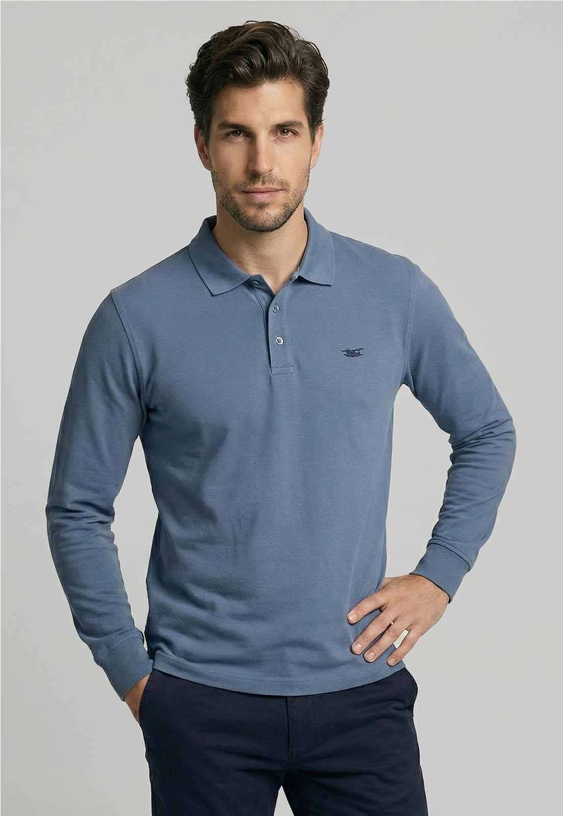 POLERAS BASICA ML PIQUE SKY - 1