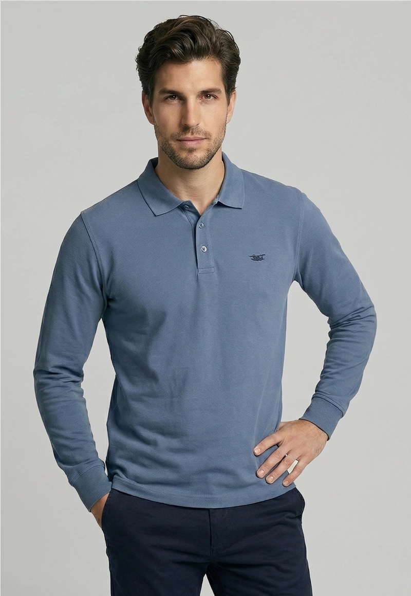 POLERAS BASICA ML PIQUE SKY - 1