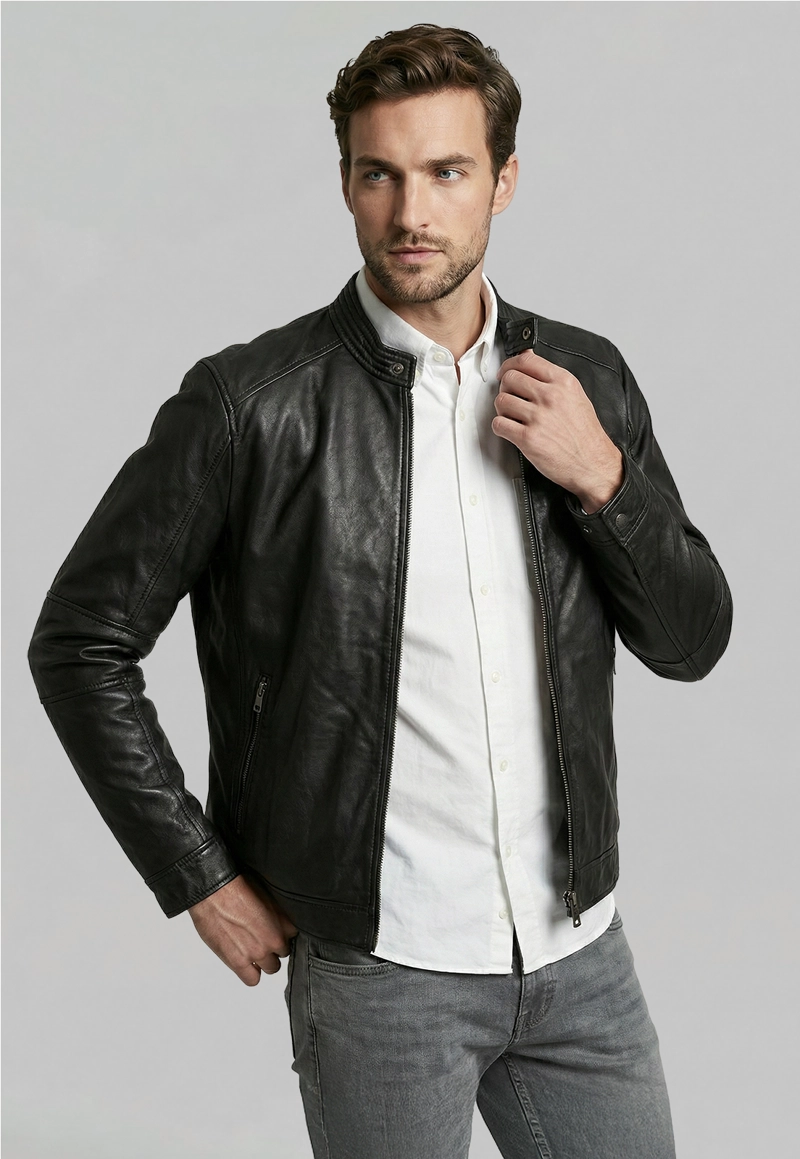 CHAQUETA DE CUERO BLACK MEMPHIS - 1