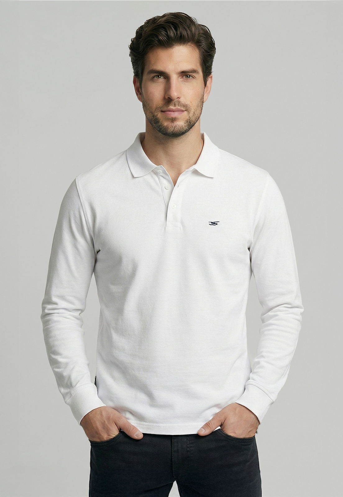 POLERAS BASICA ML PIQUE WHITE - 1
