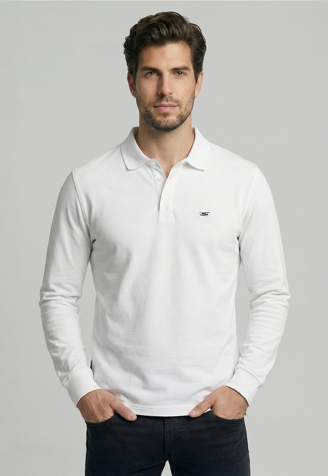 POLERAS BASICA ML PIQUE WHITE - 1