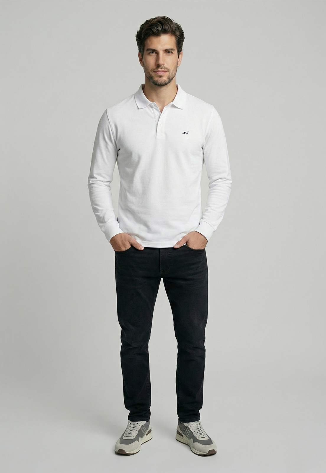 POLERAS BASICA ML PIQUE WHITE - 2