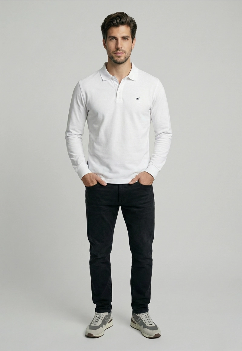 POLERAS BASICA ML PIQUE WHITE - 2