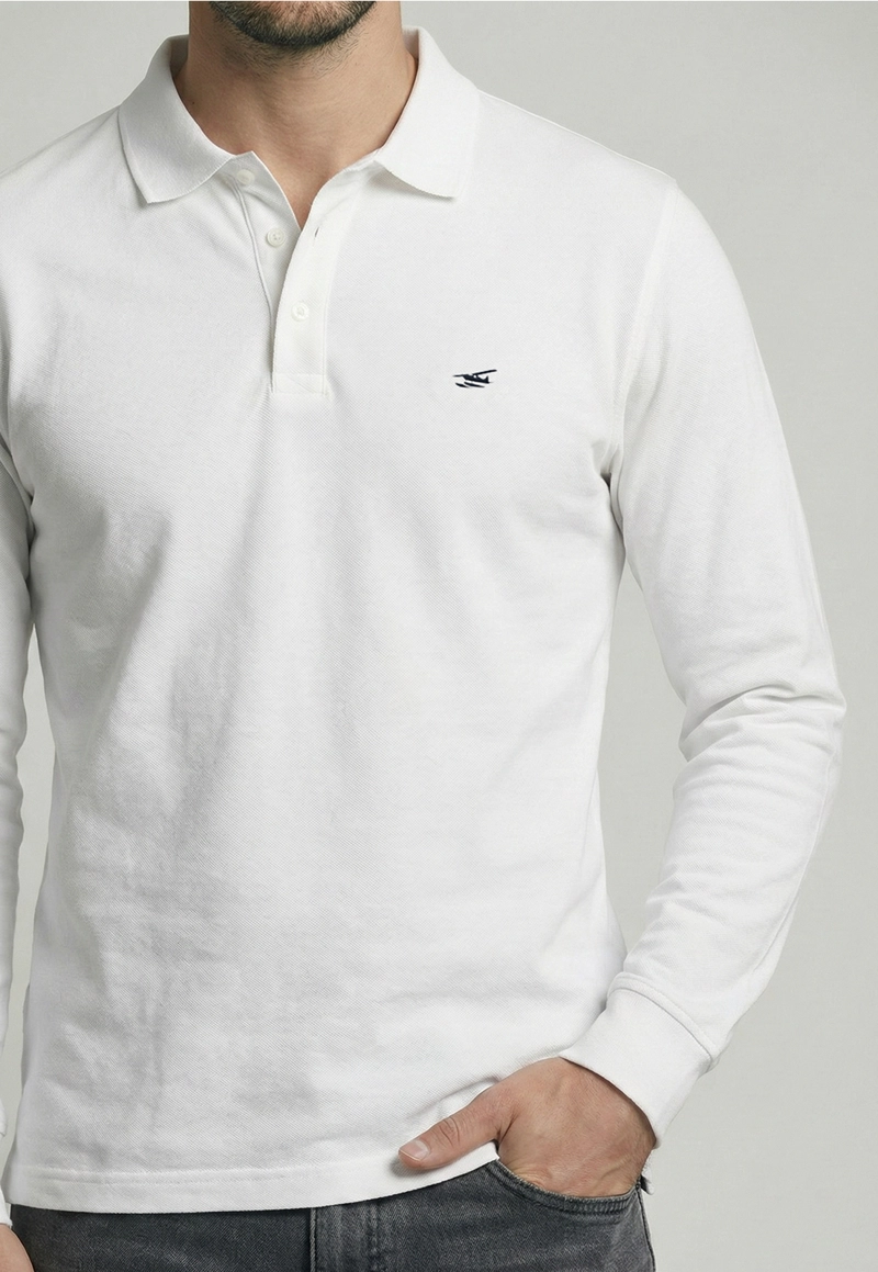 POLERAS BASICA ML PIQUE WHITE - 3