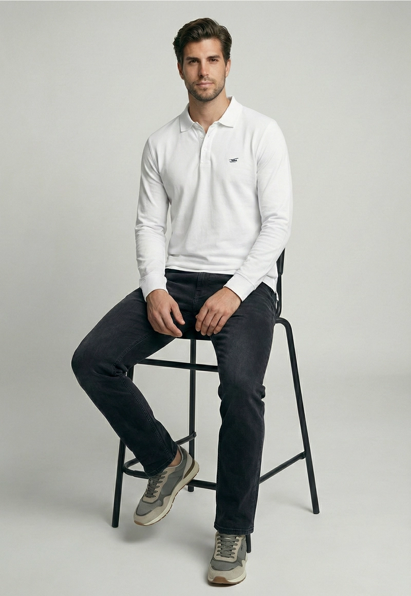 POLERAS BASICA ML PIQUE WHITE - 5
