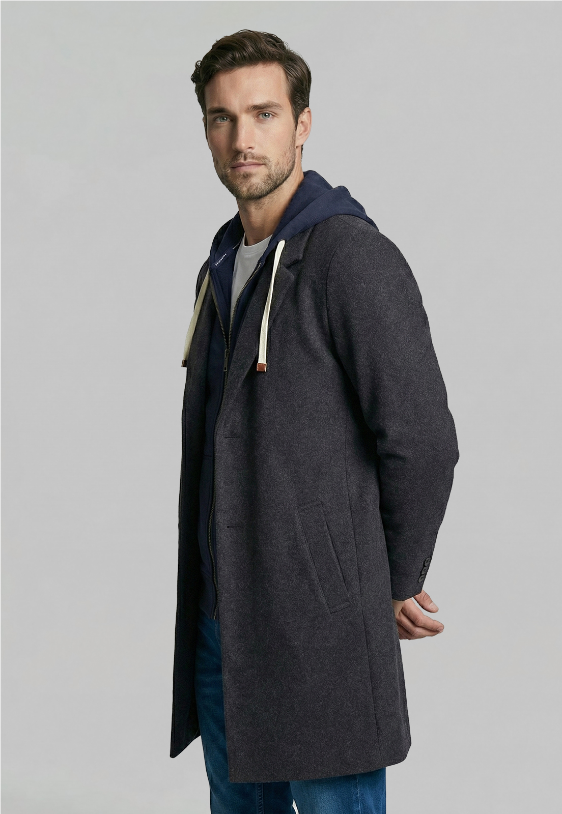ABRIGO CLASICO HOUSTON DK GREY MELANGE - 1