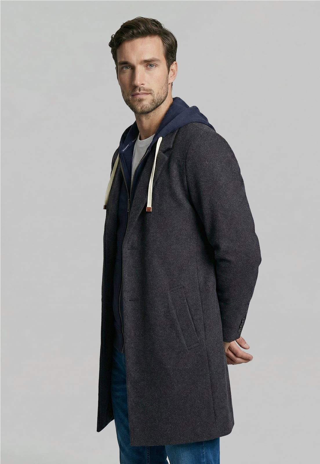 ABRIGO CLASICO HOUSTON DK GREY MELANGE - 1