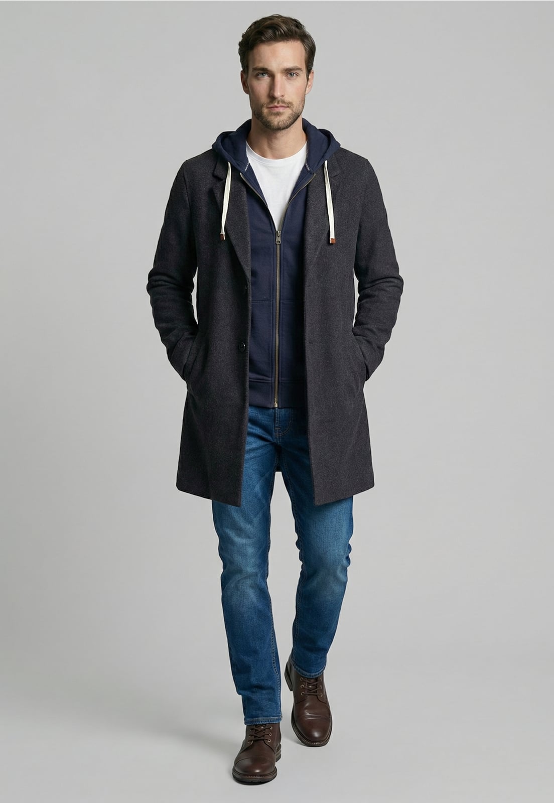 ABRIGO CLASICO HOUSTON DK GREY MELANGE - 2