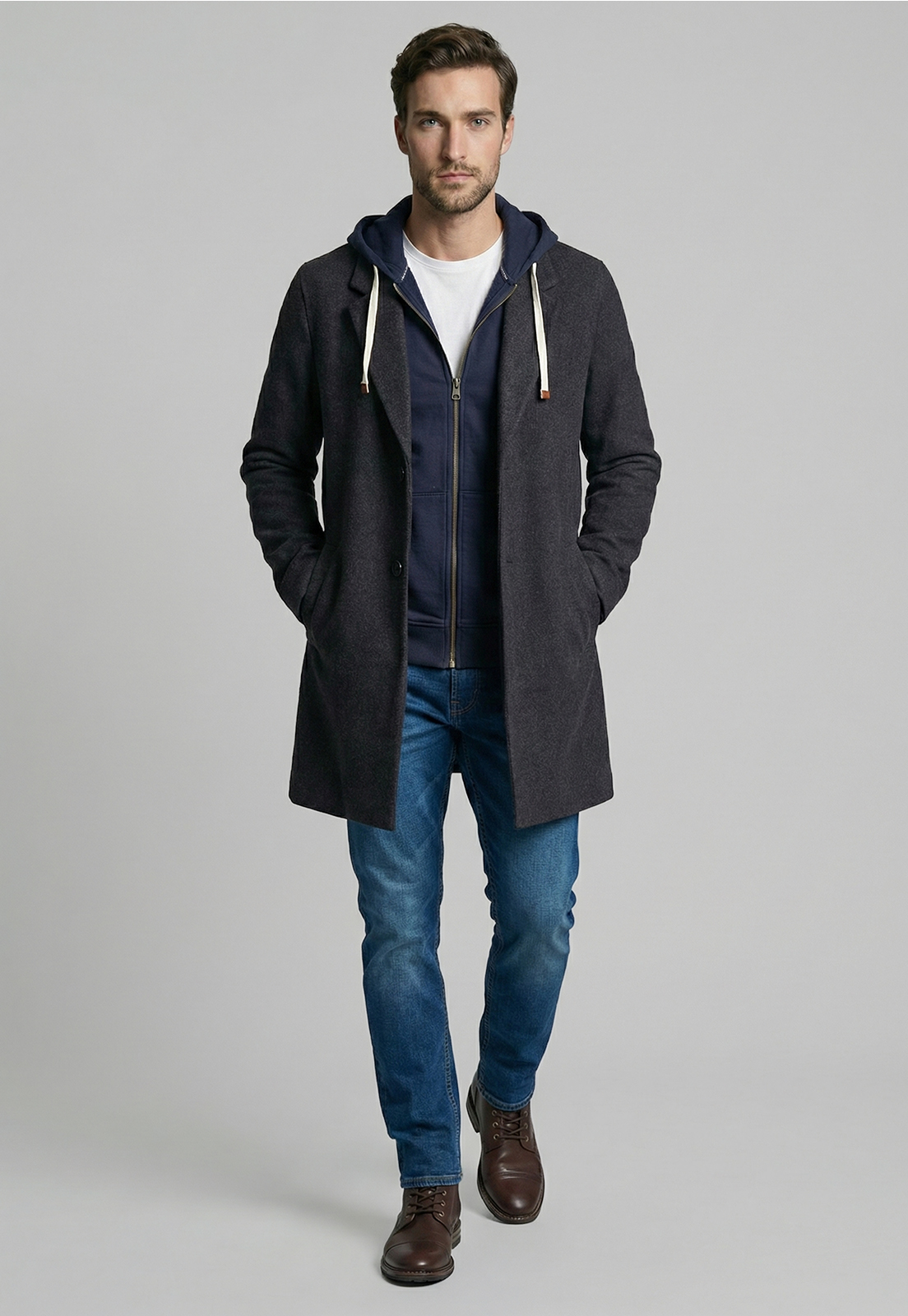 ABRIGO CLASICO HOUSTON DK GREY MELANGE - 2