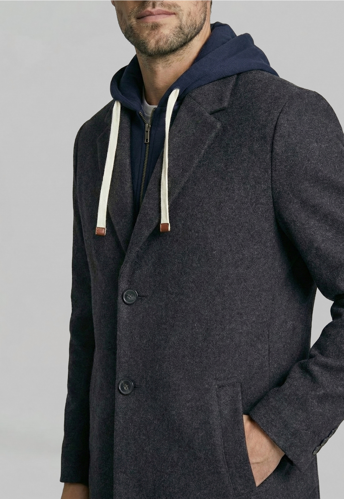 ABRIGO CLASICO HOUSTON DK GREY MELANGE - 3