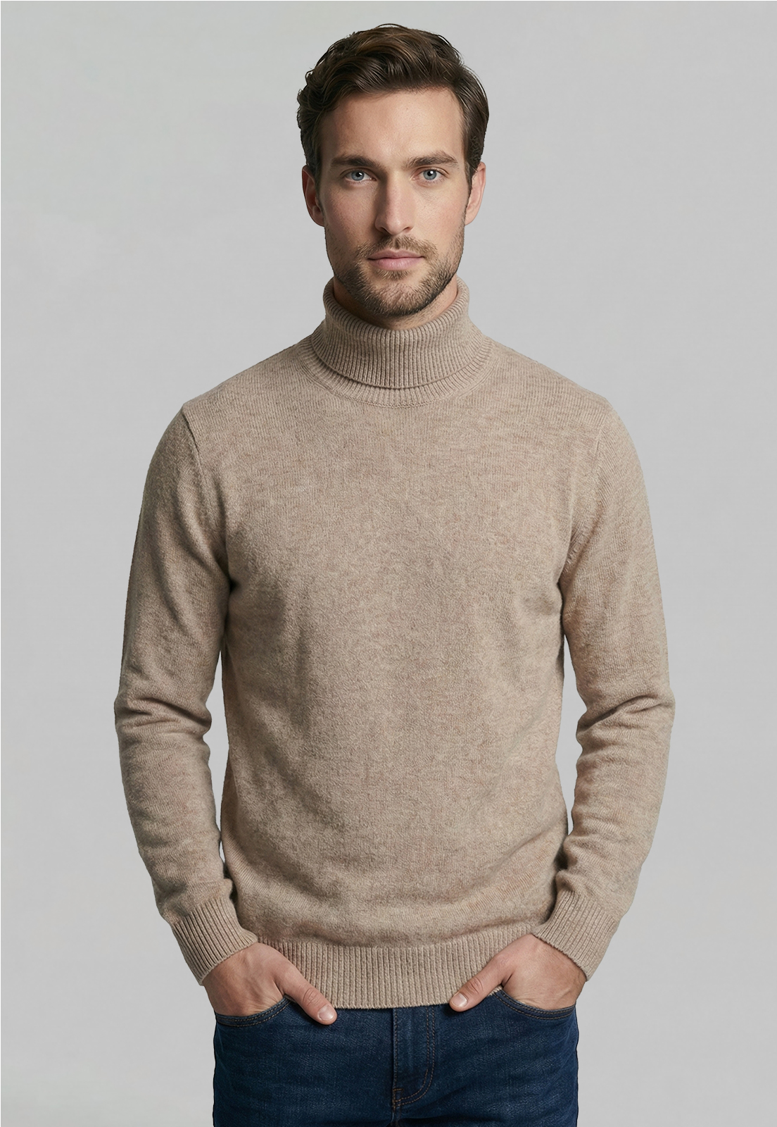 SWEATER TURTLE NECK DK OYSTER MELANGE - 1