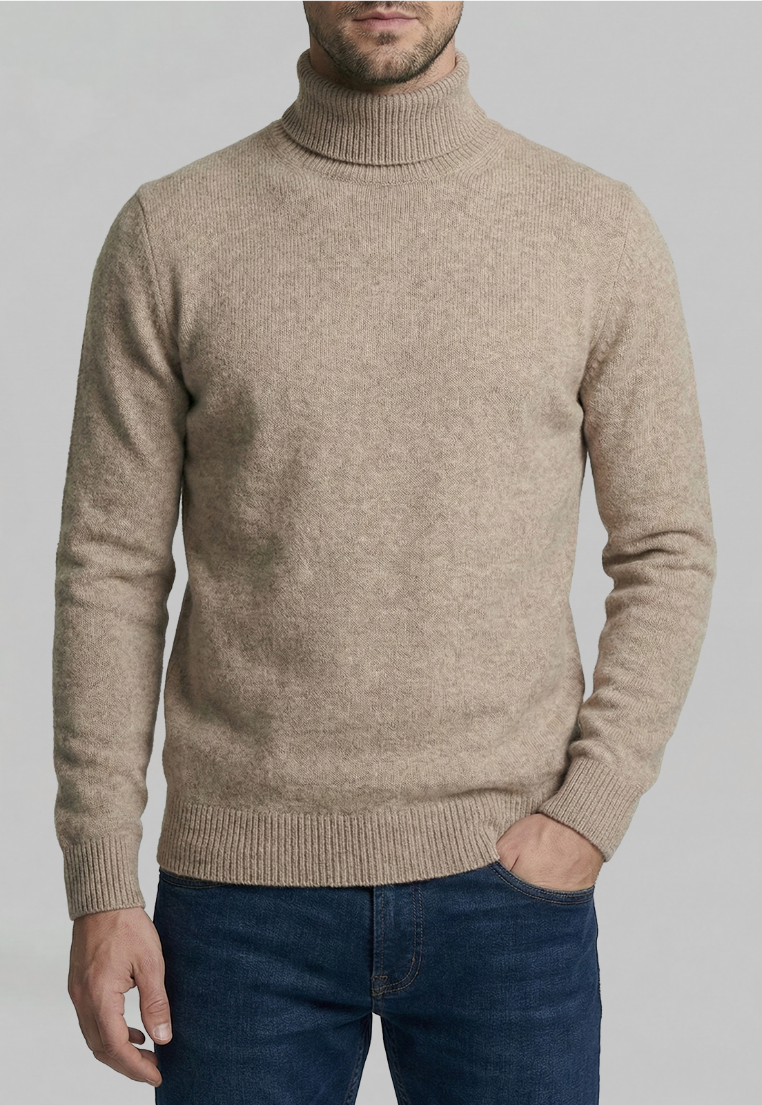 SWEATER TURTLE NECK DK OYSTER MELANGE - 3
