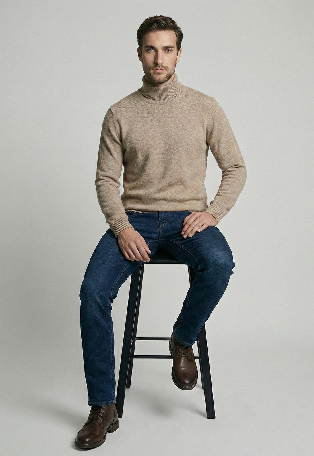 SWEATER TURTLE NECK DK OYSTER MELANGE - 5