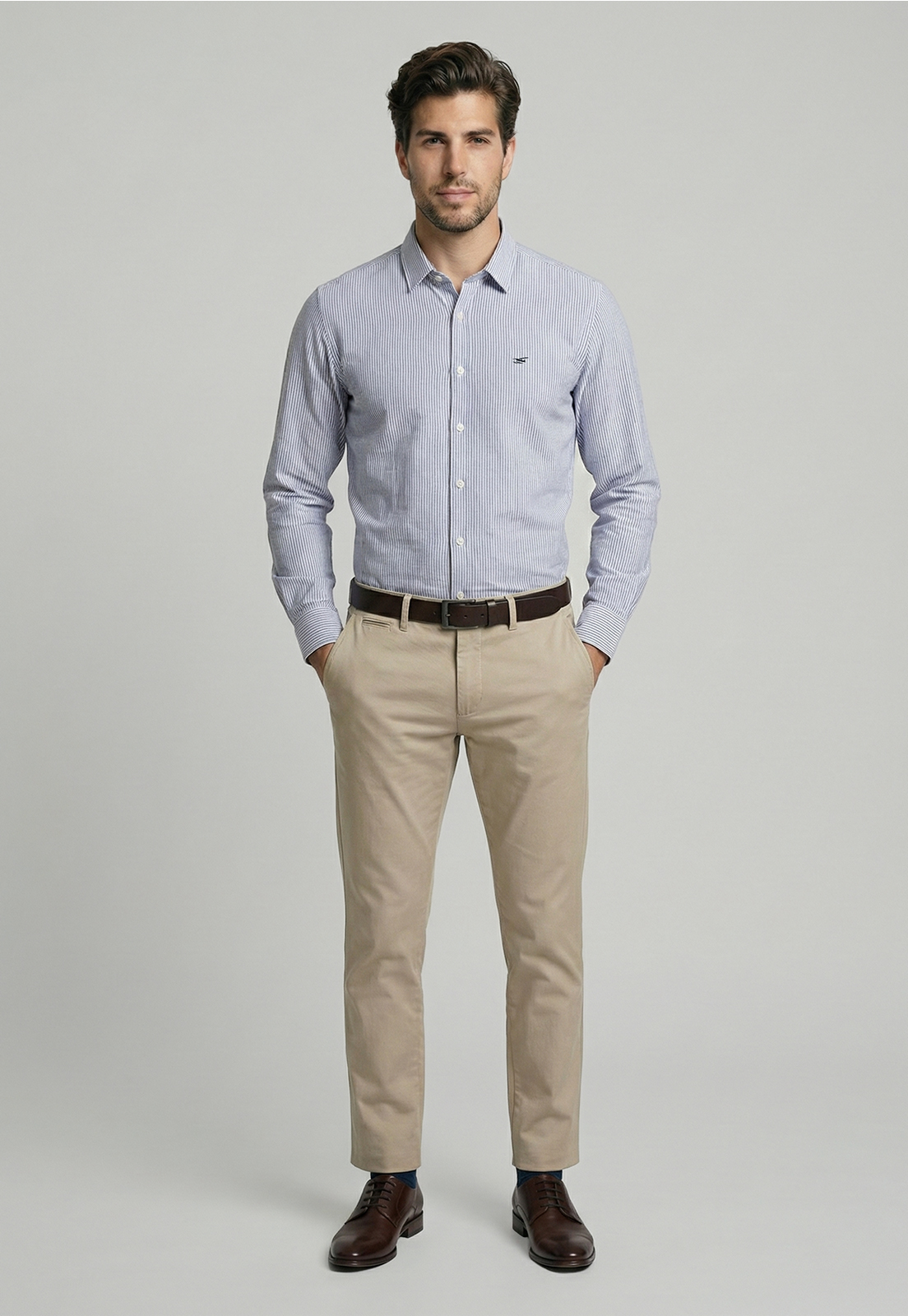 CAMISA SPORT OXFORD LISTADA NAVY - 2