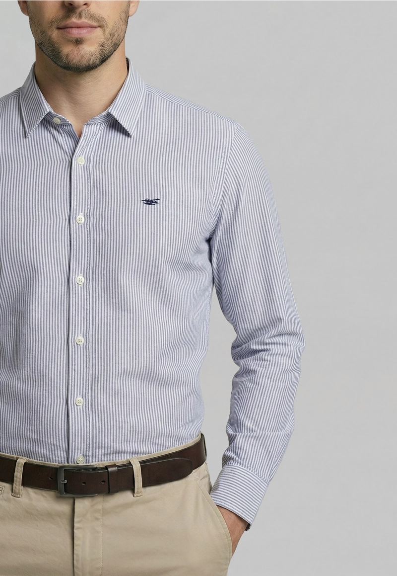 CAMISA SPORT OXFORD LISTADA NAVY - 3