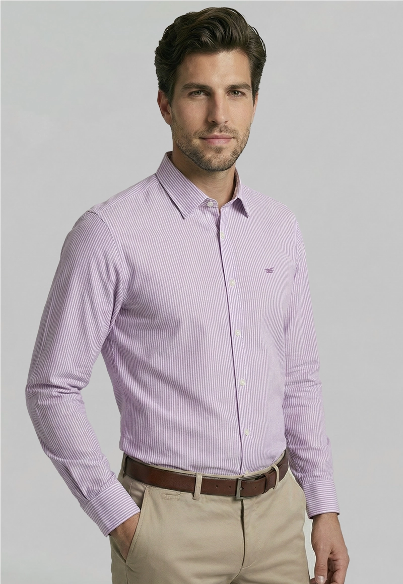 CAMISA SPORT OXFORD LISTADA VIOLET - 1