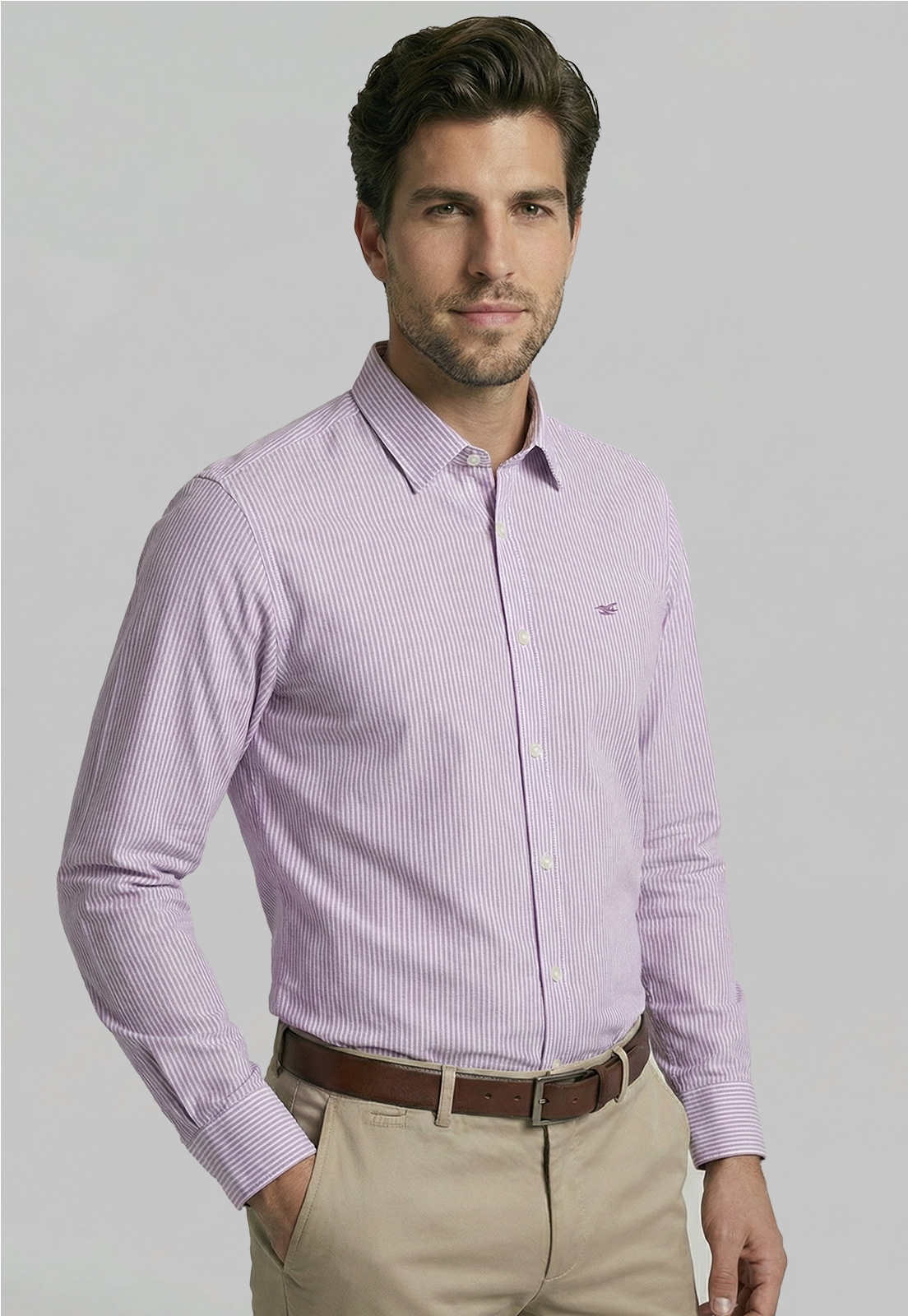 CAMISA SPORT OXFORD LISTADA VIOLET - 1