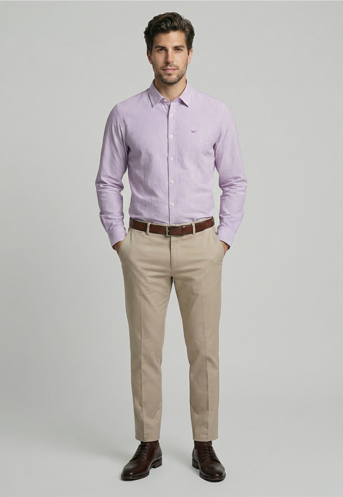 CAMISA SPORT OXFORD LISTADA VIOLET - 2