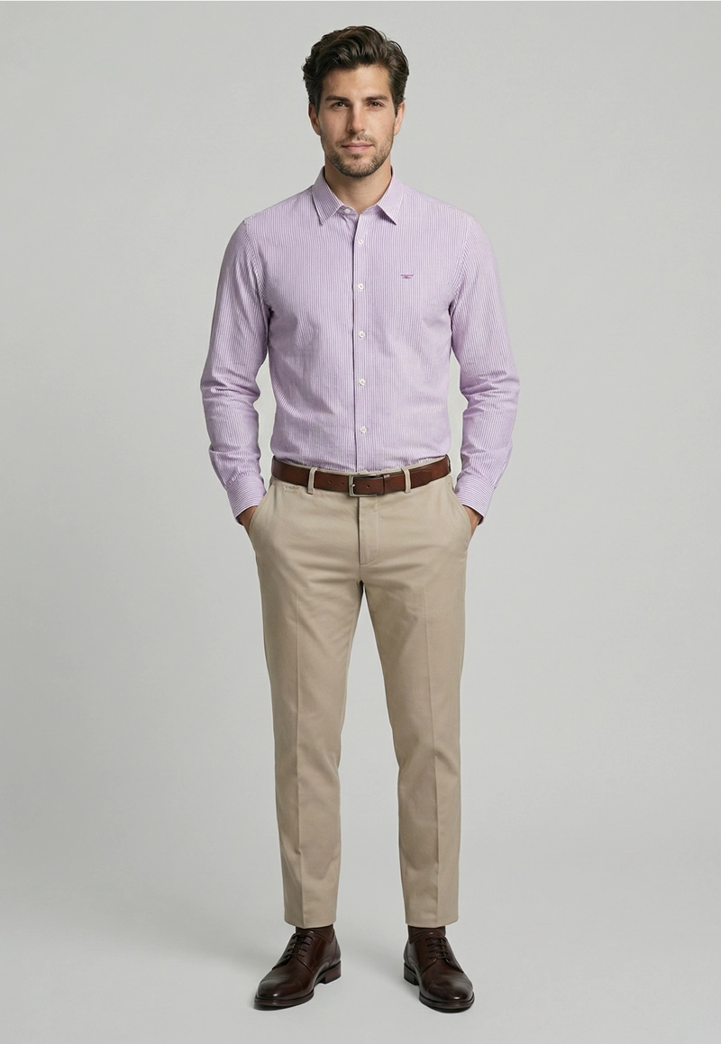 CAMISA SPORT OXFORD LISTADA VIOLET - 2
